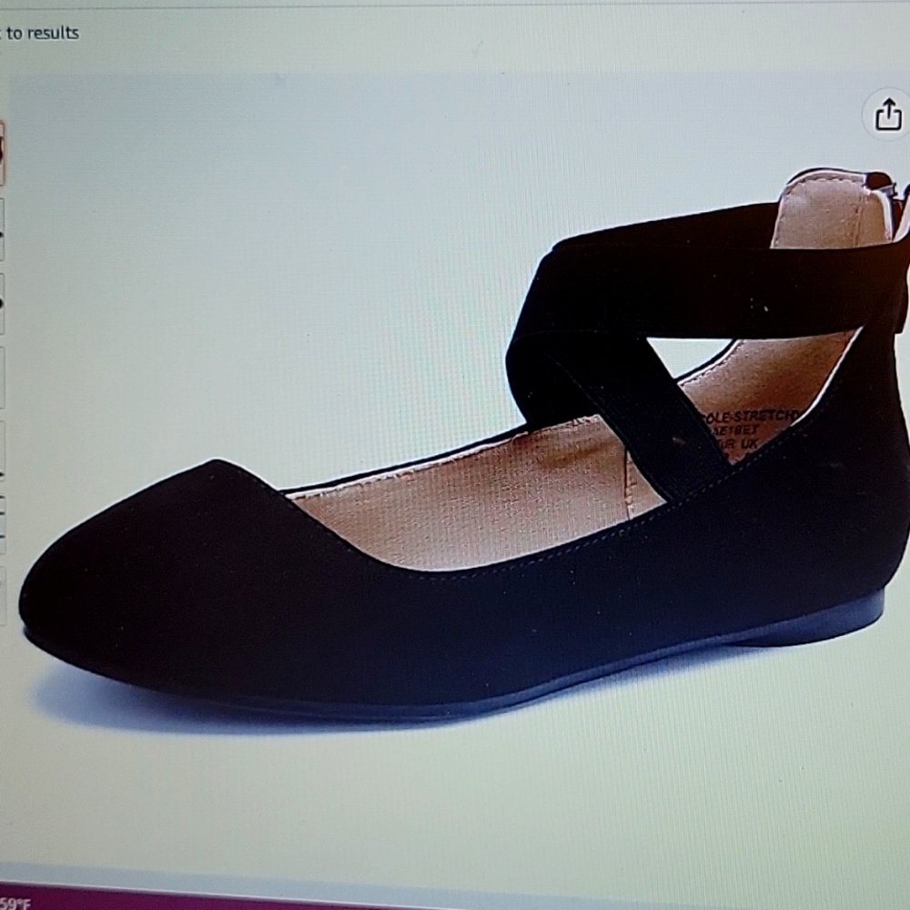 Dream Pairs Sole Stretchy black ankle strap flat shoes rubber sole 8.5M …New